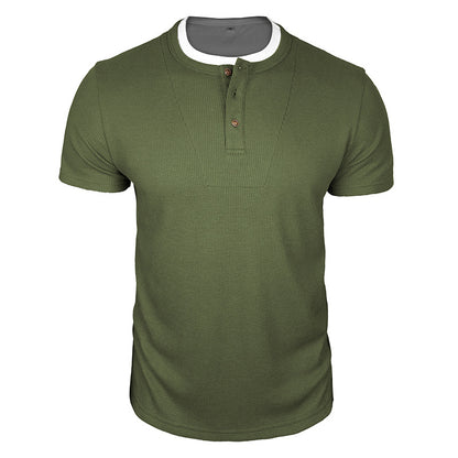 Cobalhaus Waffle Henley Tee – Faux Layered Collar