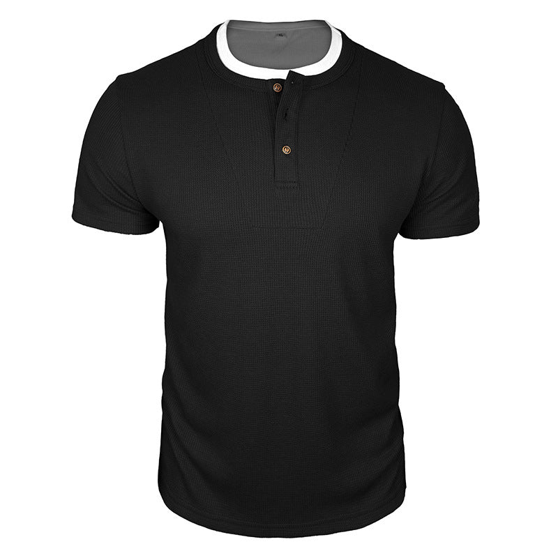 Cobalhaus Waffle Henley Tee – Faux Layered Collar