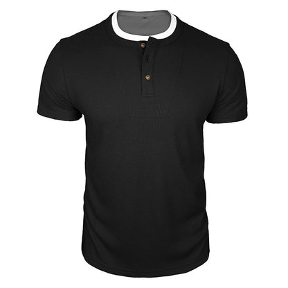 Cobalhaus Waffle Henley Tee – Faux Layered Collar