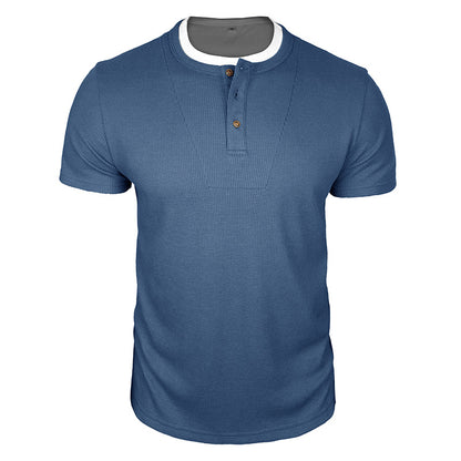 Cobalhaus Waffle Henley Tee – Faux Layered Collar