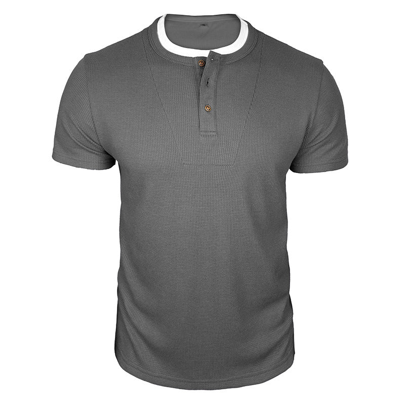 Cobalhaus Waffle Henley Tee – Faux Layered Collar