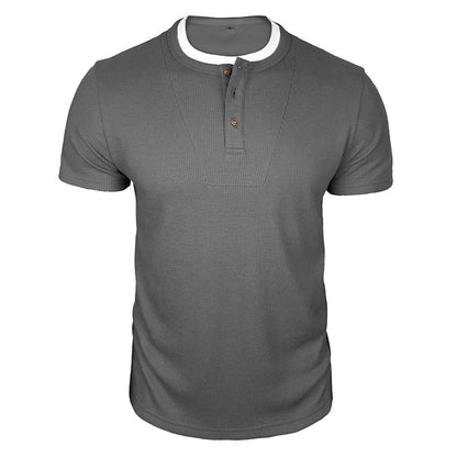 Cobalhaus Waffle Henley Tee – Faux Layered Collar