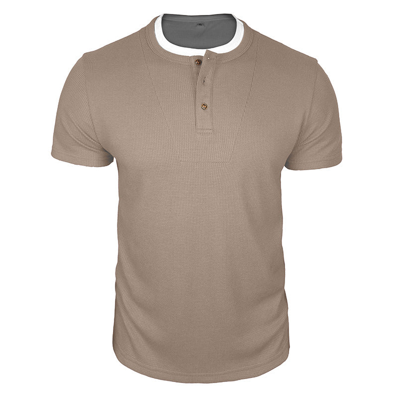 Cobalhaus Waffle Henley Tee – Faux Layered Collar