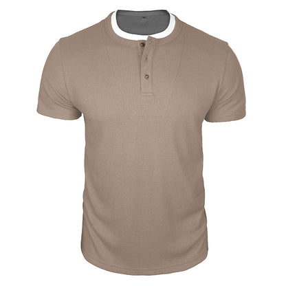 Cobalhaus Waffle Henley Tee – Faux Layered Collar