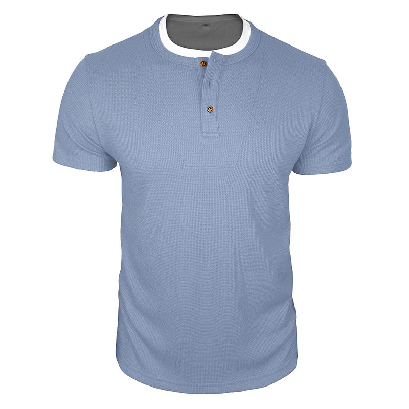 Cobalhaus Waffle Henley Tee – Faux Layered Collar