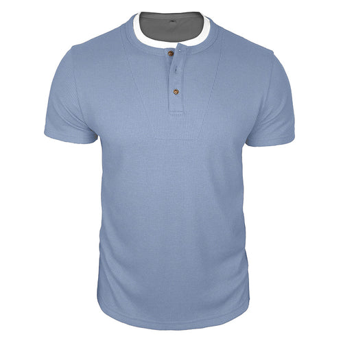 Cobalhaus Waffle Henley Tee – Faux Layered Collar