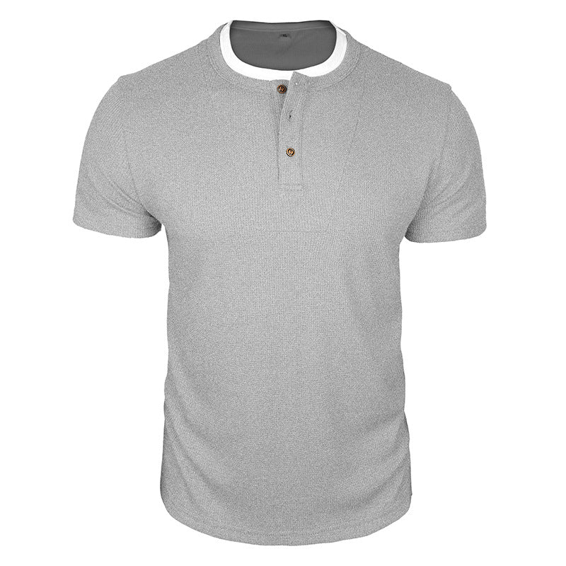 Cobalhaus Waffle Henley Tee – Faux Layered Collar