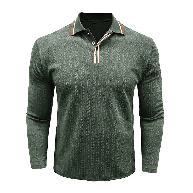 Men's Refined Texture Long-Sleeve Polo