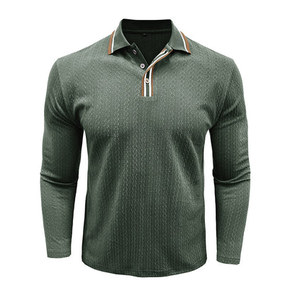 Men's Refined Texture Long-Sleeve Polo
