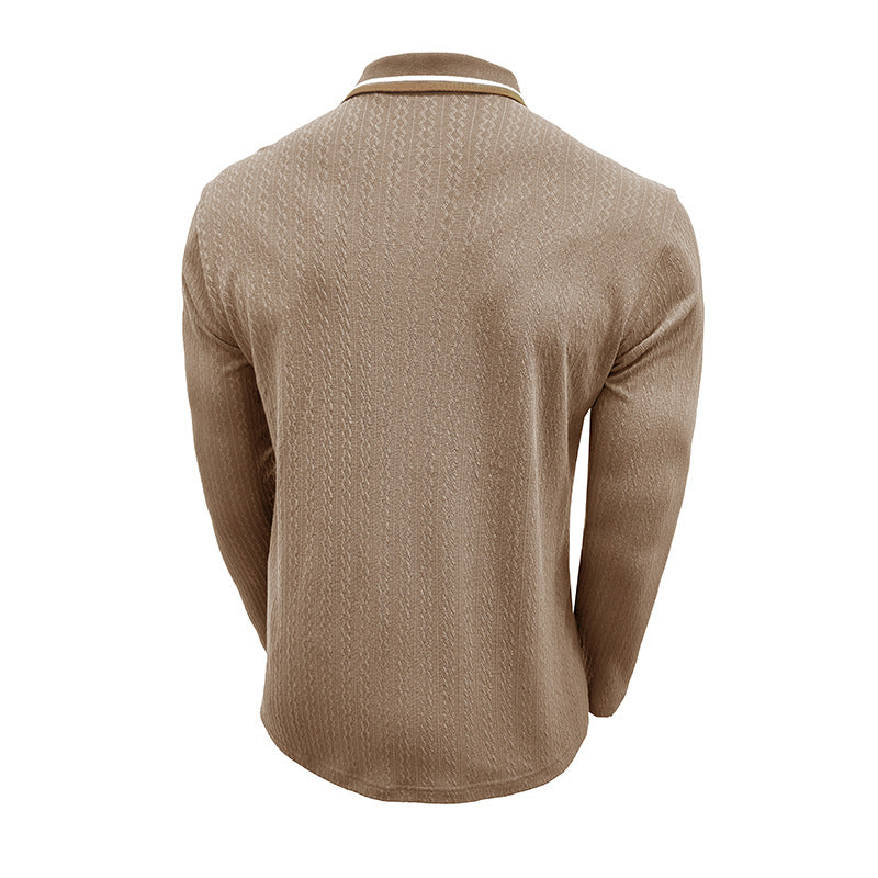 Men's Refined Texture Long-Sleeve Polo