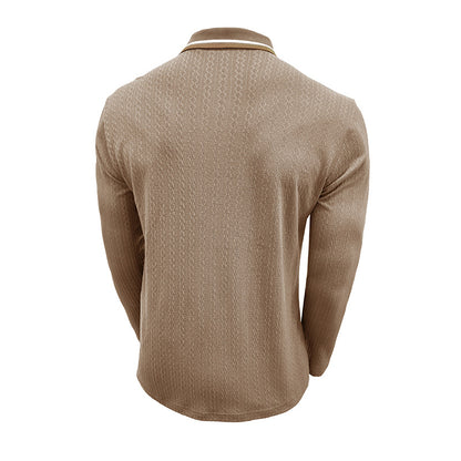 Men's Refined Texture Long-Sleeve Polo