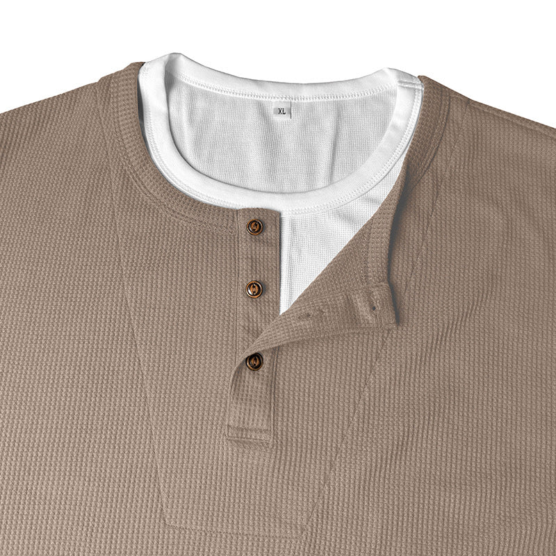Cobalhaus Waffle Henley Tee – Faux Layered Collar