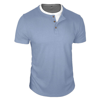 Cobalhaus Waffle Henley Tee – Faux Layered Collar
