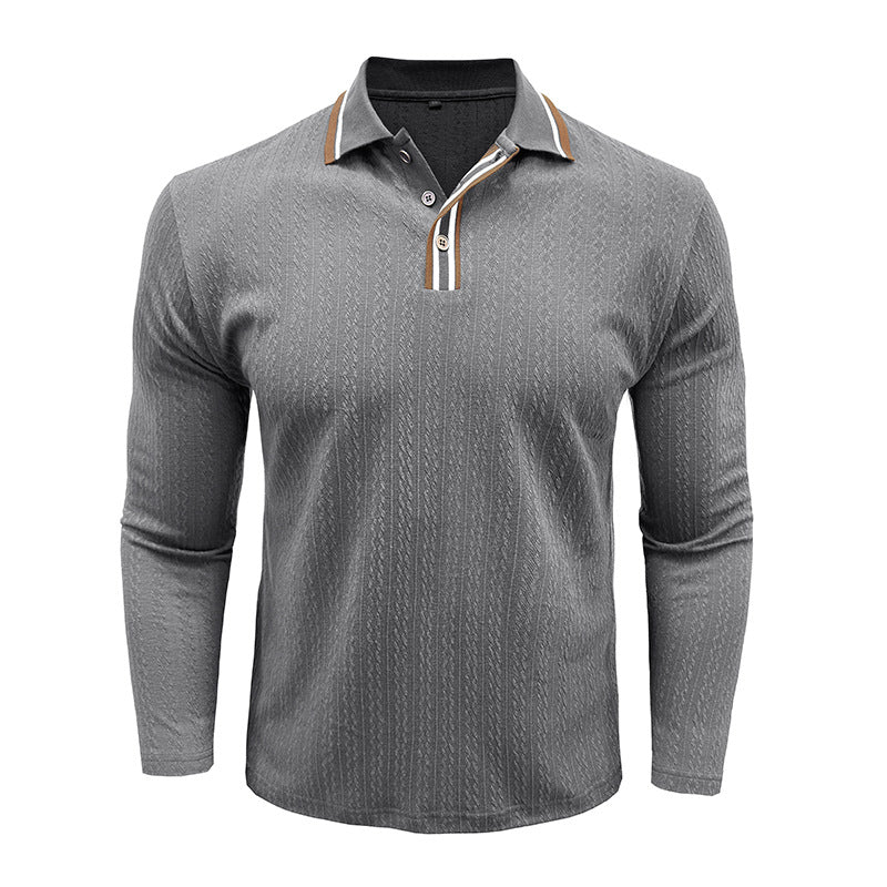Men's Refined Texture Long-Sleeve Polo