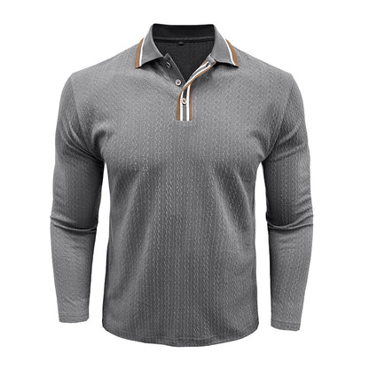 Men's Refined Texture Long-Sleeve Polo