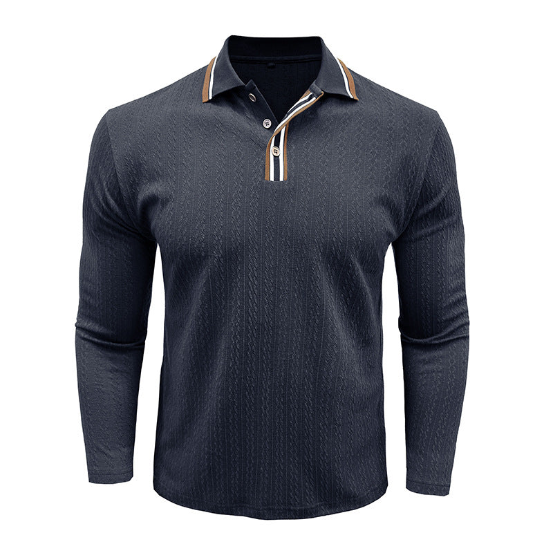Men's Refined Texture Long-Sleeve Polo