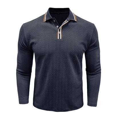 Men's Refined Texture Long-Sleeve Polo
