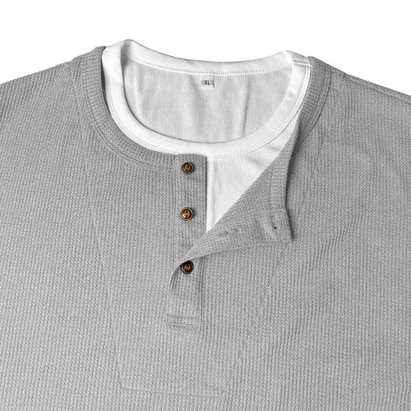 Cobalhaus Waffle Henley Tee – Faux Layered Collar