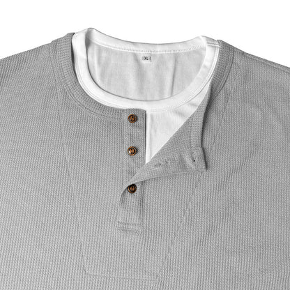 Cobalhaus Waffle Henley Tee – Faux Layered Collar