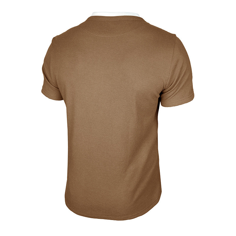 Cobalhaus Waffle Henley Tee – Faux Layered Collar