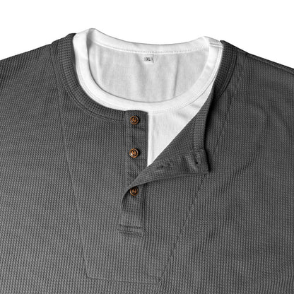 Cobalhaus Waffle Henley Tee – Faux Layered Collar