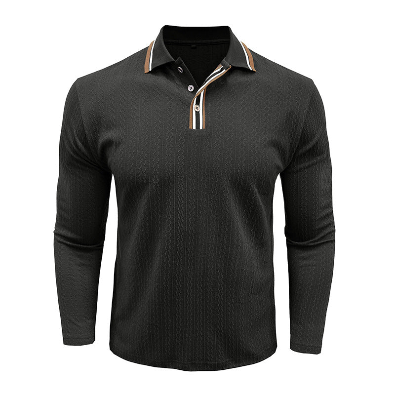 Men's Refined Texture Long-Sleeve Polo