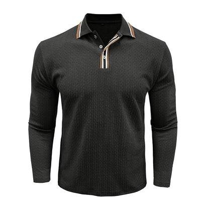 Men's Refined Texture Long-Sleeve Polo
