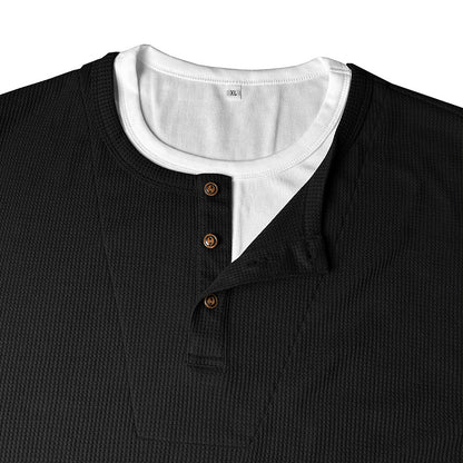 Cobalhaus Waffle Henley Tee – Faux Layered Collar
