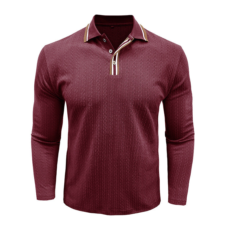 Men's Refined Texture Long-Sleeve Polo
