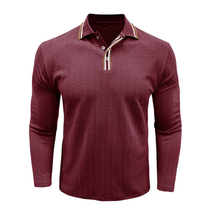 Men's Refined Texture Long-Sleeve Polo