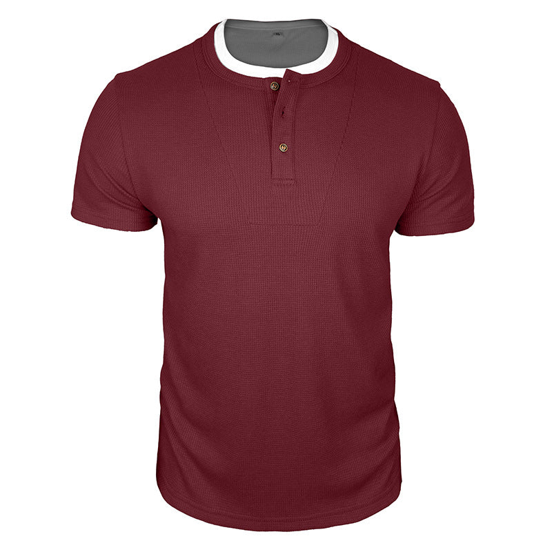 Cobalhaus Waffle Henley Tee – Faux Layered Collar