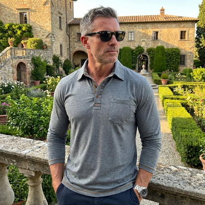 Men's Artisan Placket Long-Sleeve Polo